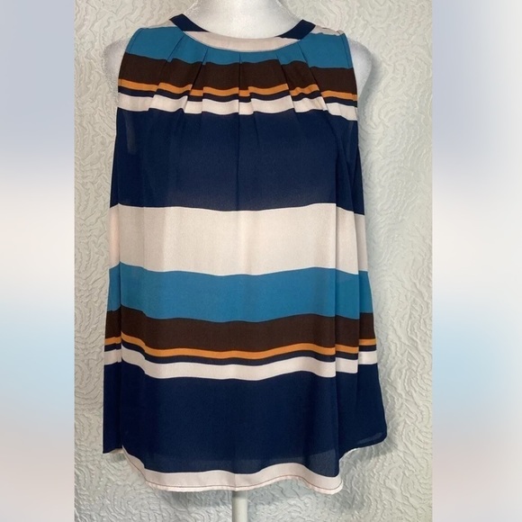 MEADOW RUE Top Anthropologie Peasant Boho Beachstripe Blouse Stripe Blue Xsmall - Picture 1 of 14
